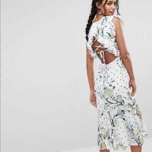 ASOS Hope & Ivy Lattice Laced Back Midi Dress